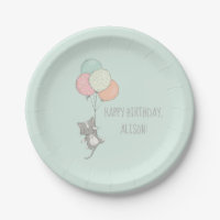 Sweet Gray Cat mit Balloons Geburtstagsparty