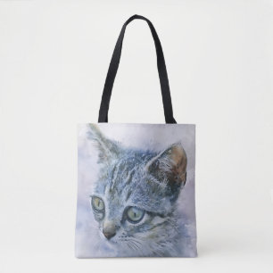 Sweet Gray Kitten Art Tote Bag