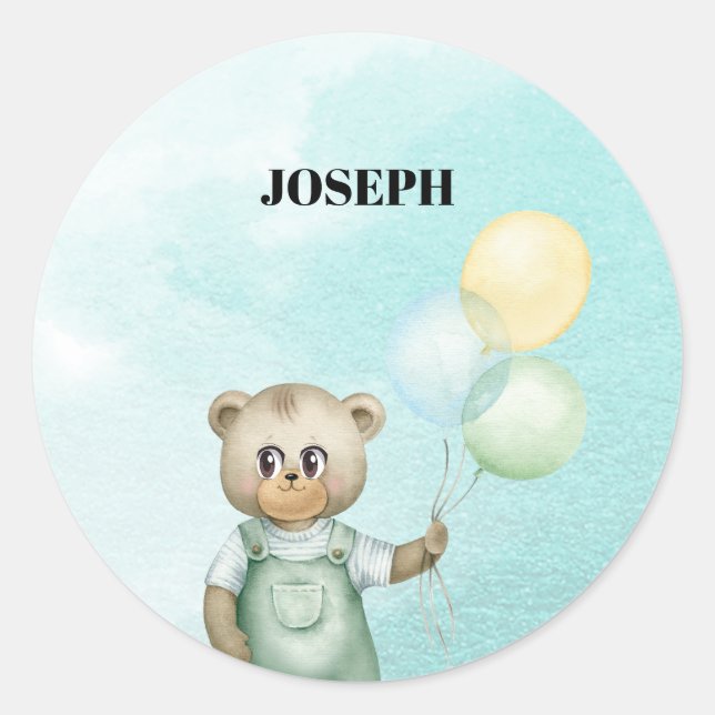 Sweet green baby bear baby runder aufkleber (Vorderseite)
