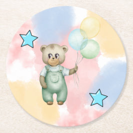 Sweet green baby bear runder pappuntersetzer