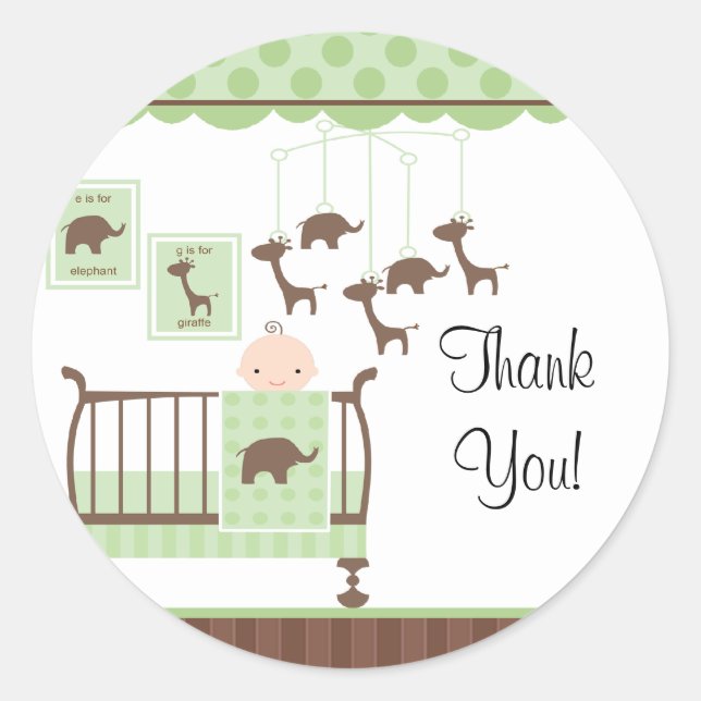 Sweet Green Baby RoomDanke Sticker (Vorderseite)