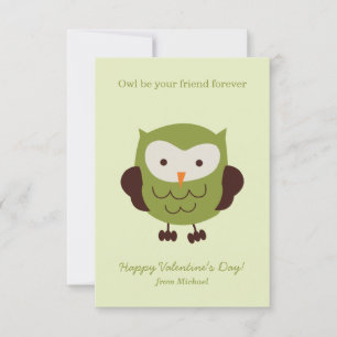 Sweet Green Owl Klasse Valentine Cards Einladung
