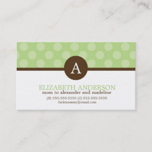 Sweet Green Polka Dots und Monogram Telefonnummerkarte