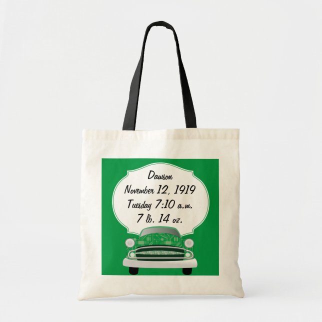 Sweet Green Retro Car Baby Boy Geschenke Tragetasche (Vorne)