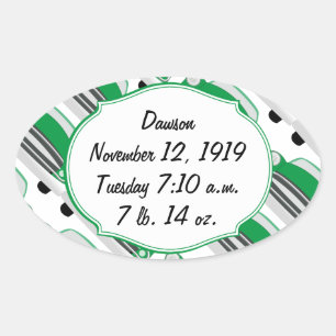 Sweet Green Retro Car Baby Dusche Geschenke Ovaler Aufkleber