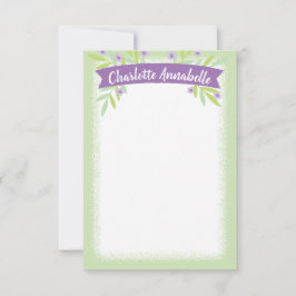 Sweet Green und Lila Floral Banner Stationery Einladung
