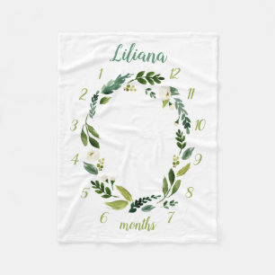 Sweet Greenery Baby Name Monthly Meilenstein Foto Fleecedecke