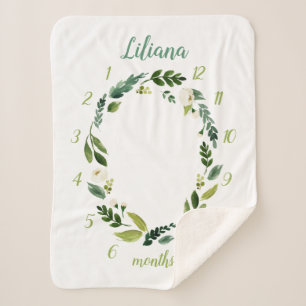 Sweet Greenery Baby Name Monthly Meilenstein Foto Sherpadecke