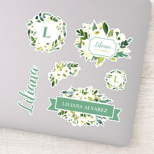 Sweet Greenery Floral Monogram Aufkleber