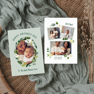 Sweet Greenery Mother's Day Foto Card für Mama Karte