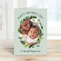 Sweet Greenery Mother's Day Foto Card für Mama