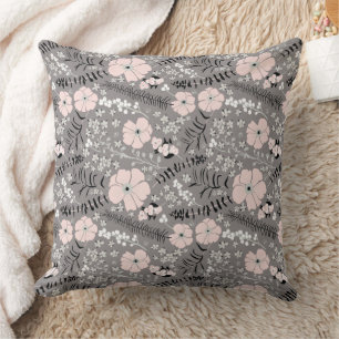 Sweet Grey Pink White Floral Pattern Kissen Kissen