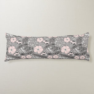 Sweet Grey Pink White Whimsical Floral Pattern Seitenschläferkissen