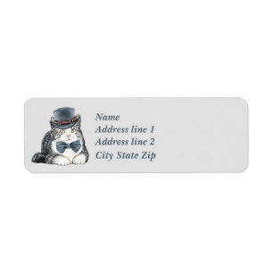 Sweet Grey Tiger Kitty mit Top Hut und Bow Krawatt