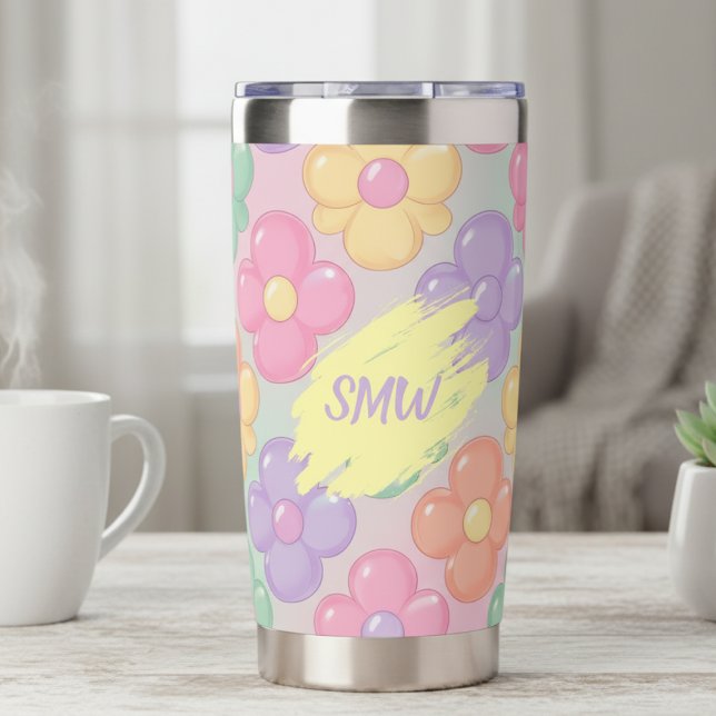 Sweet Gummy Flower Insulated Tumbler Thermobecher (Sweet gummy flower candy personalized monogram insulated tumbler
)