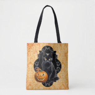 Sweet Halloween Black Cat and Pumpkin