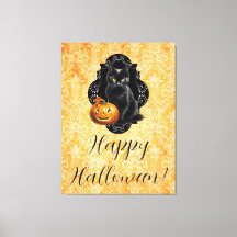 Sweet Halloween Black Cat and Pumpkin
