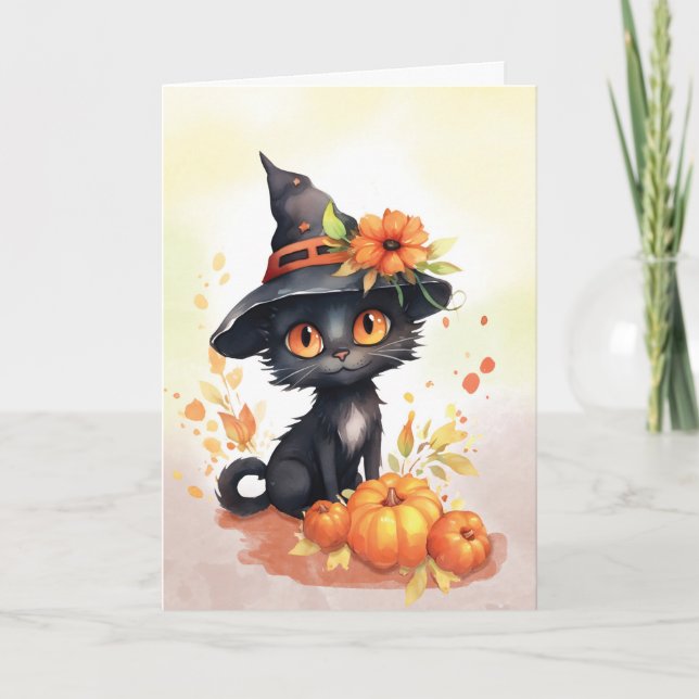 Sweet Halloween Cat Karte (Vorderseite)