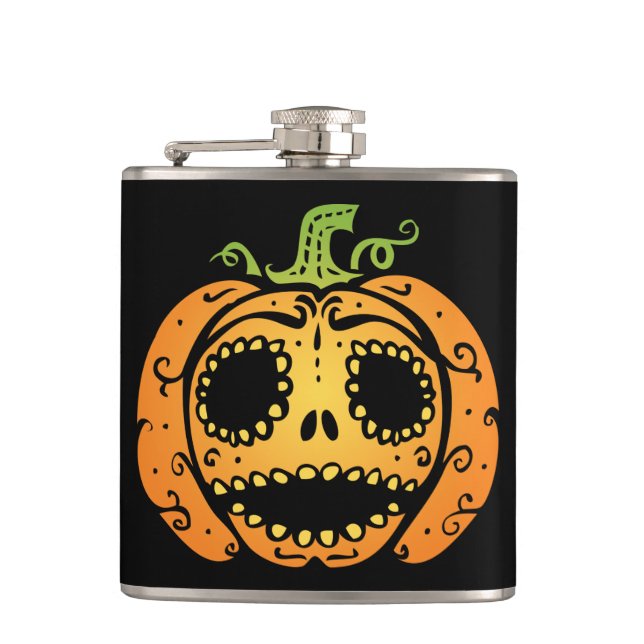 Sweet Halloween Pumpkin Face Flachmann (Vorderseite)