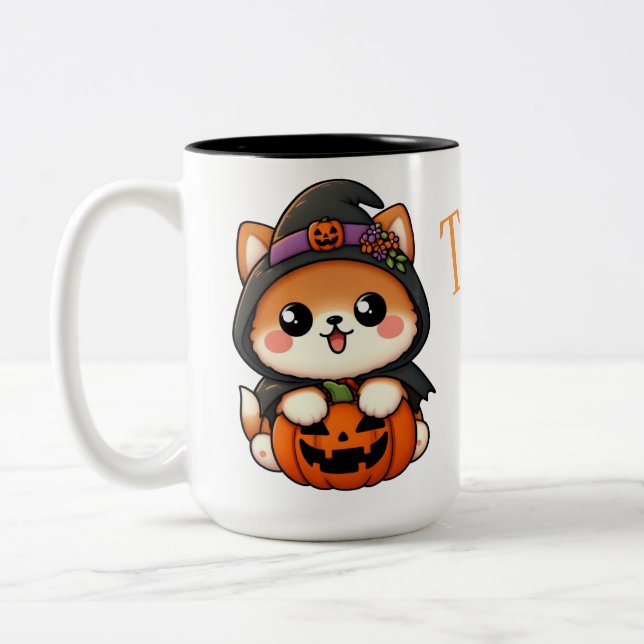 Sweet Halloween - Trick or Teat? mug Zweifarbige Tasse (Links)