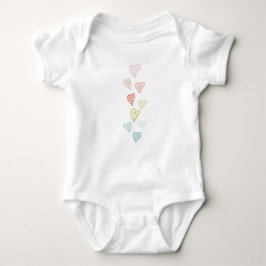 Sweet Hand Drawn Ombre Hearts Baby Strampler