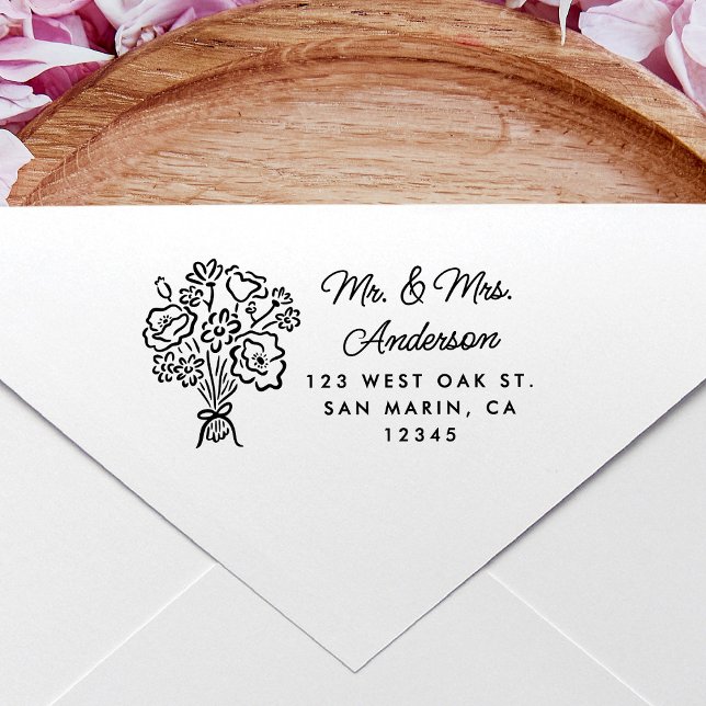 Sweet Hand Gezeichnet Blumenstrauß-Rücksendeadress Permastempel (Von Creator hochgeladen)