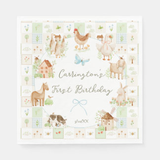 Sweet Handpainted Grandmillenial Farm Birthday Serviette
