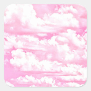 Sweet Happy Fuchsia Pink Clouds Quadratischer Aufkleber