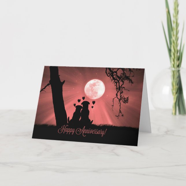 Sweet Happy Jubiläum Niedliche Welpe Liebe Hund Karte (Vorderseite)