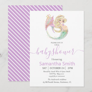 SWEET Happy MERMAID Baby Shower Einladung