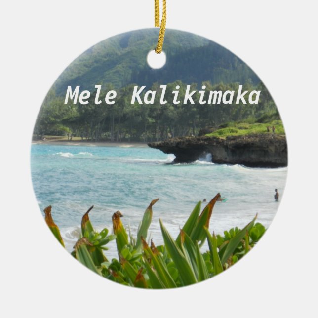 Sweet Hawaiian Beach Weihnachtsdekoration Keramik Ornament (Vorne)
