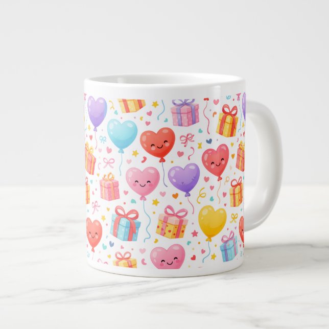 Sweet Heart Balloons Mug Gift for Any Occasion Jumbo-Tasse (Vorderseite Rechts)