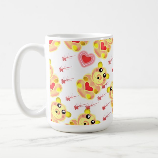 Sweet Heart Bear Nursery Pattern Kaffeetasse (Links)