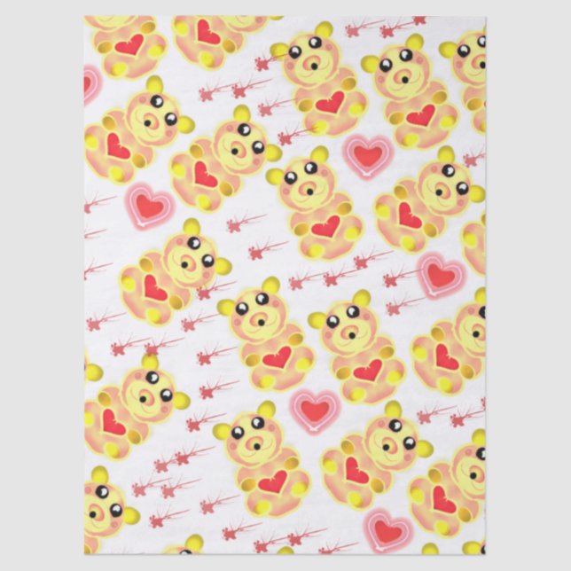 Sweet Heart Bear Nursery Pattern Seidenpapier (Vorderseite)
