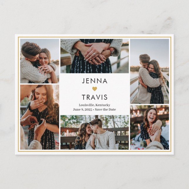 Sweet Heart Editable Color Save the Date Postcard Postkarte (Vorderseite)