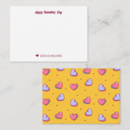 Sweet Heart Liebe Muster Gelber Valentinstag Mitteilungskarte