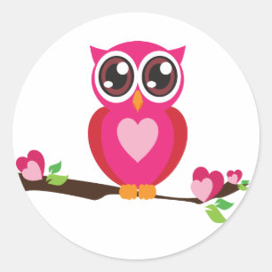 Sweet Heart Owl Runder Aufkleber