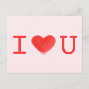 Sweet Heart Pink "I Liebe U" Postkarte