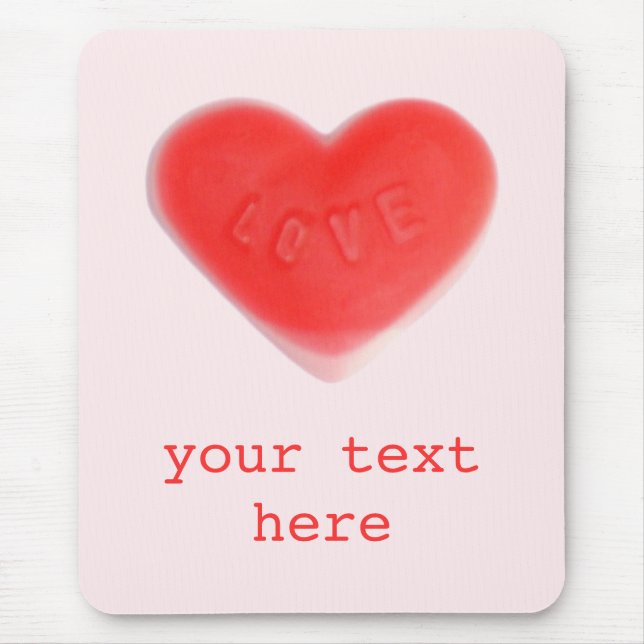 Sweet heart Pink "Your Text" Mousepad (Vorne)