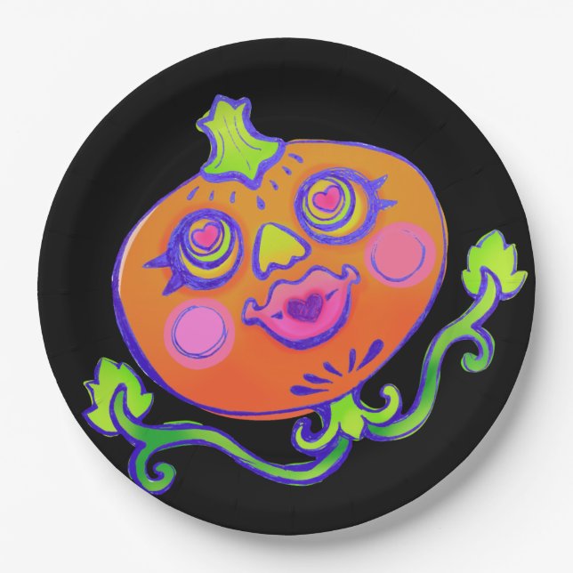 Sweet Heart Pumpkin Halloween Dekoration Pappteller (Vorderseite)