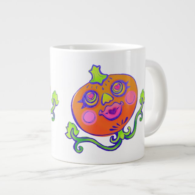 Sweet Heart Pumpkin Halloween Dekoration Riesenkaf Jumbo-Tasse (Vorderseite Rechts)
