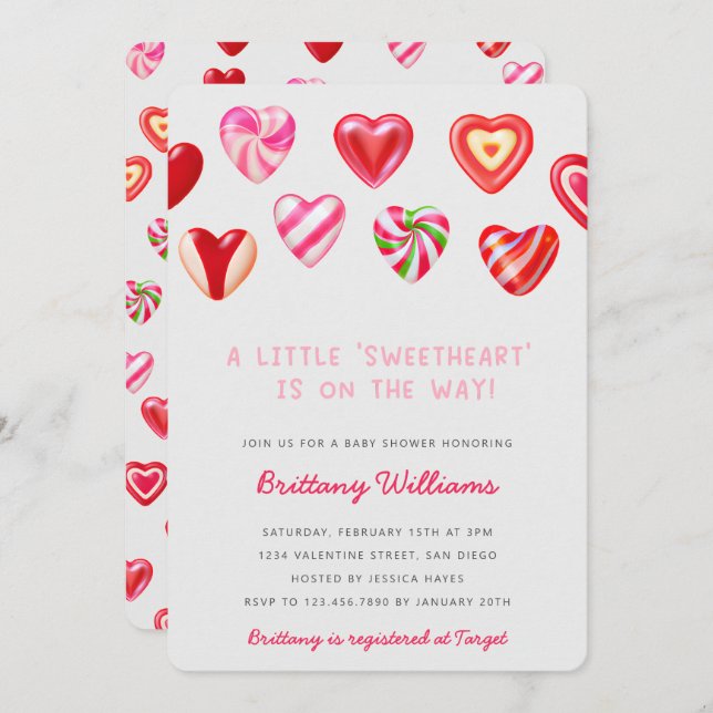 Sweet Hearts Baby Dusche Einladung (Vorne/Hinten)