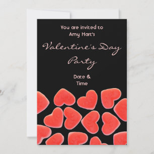 Sweet Hearts Black 'Valentine's Party' Einladung