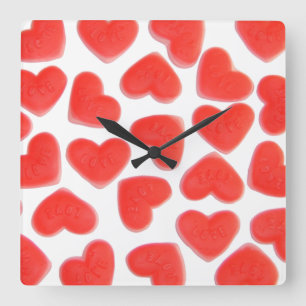 Sweet Hearts clock square Quadratische Wanduhr