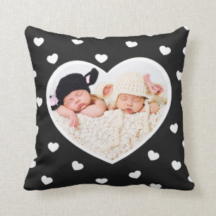 Sweet Hearts Custom Foto Kissen / Kohle