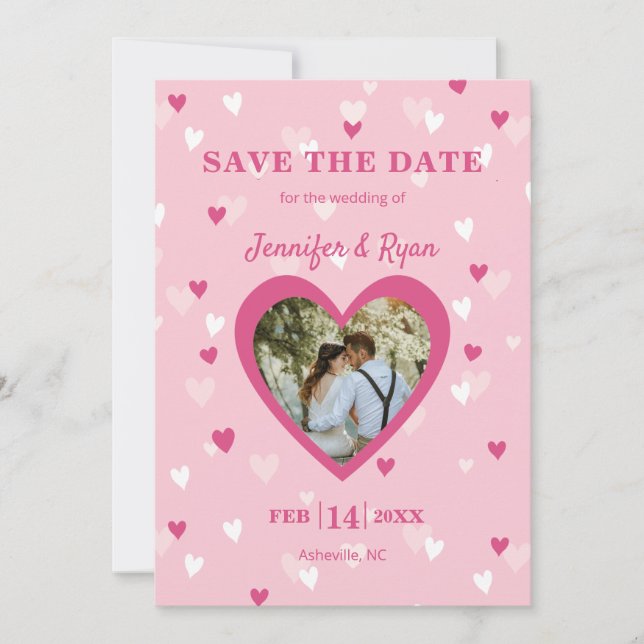 Sweet Hearts Custom Foto Pink Save The Date (Vorderseite)