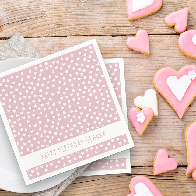 Sweet Hearts Personalisiert Pink Geburtstagsparty Serviette (Party Napkins - from my Car and Balloons Valentine Birthday Collection)