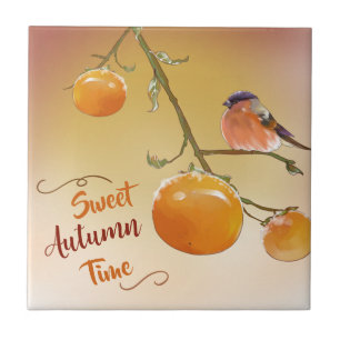 Sweet Herbst Niedlich Orange Persimmon Frucht & Bi Fliese