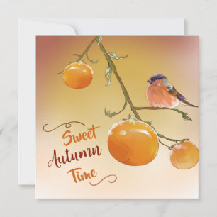 Sweet Herbst Niedlich Orange Persimmon Frucht & Bi Karte