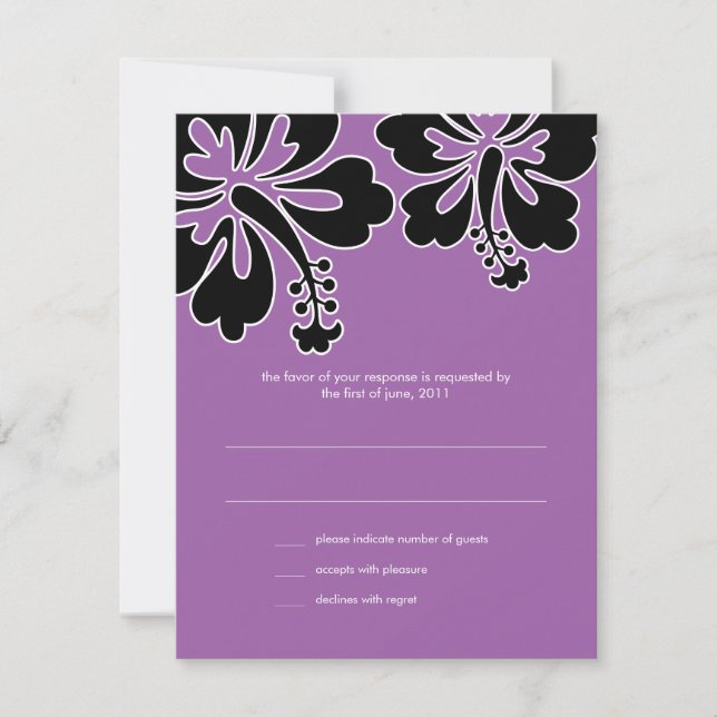 Sweet Hibiskus Wedding RSVP Card (Vorderseite)